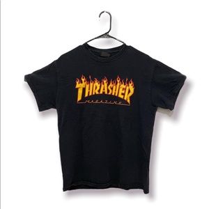 Vintage Washed Graphic Thrasher Flame Shirt